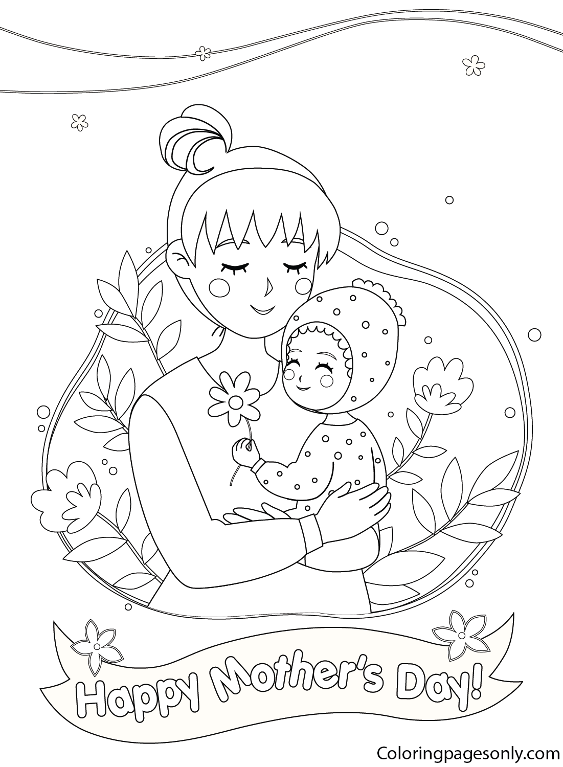 Happy Mothers Day Pictures Coloring Page Free Printable Coloring Pages