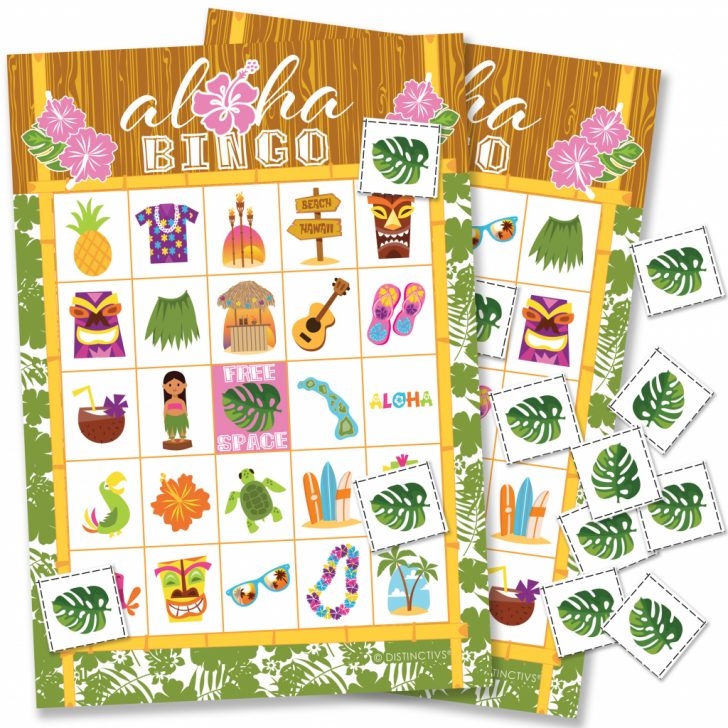 Hawaiian Luau Party Bingo Game 24 Players Tropical Tiki Luau 