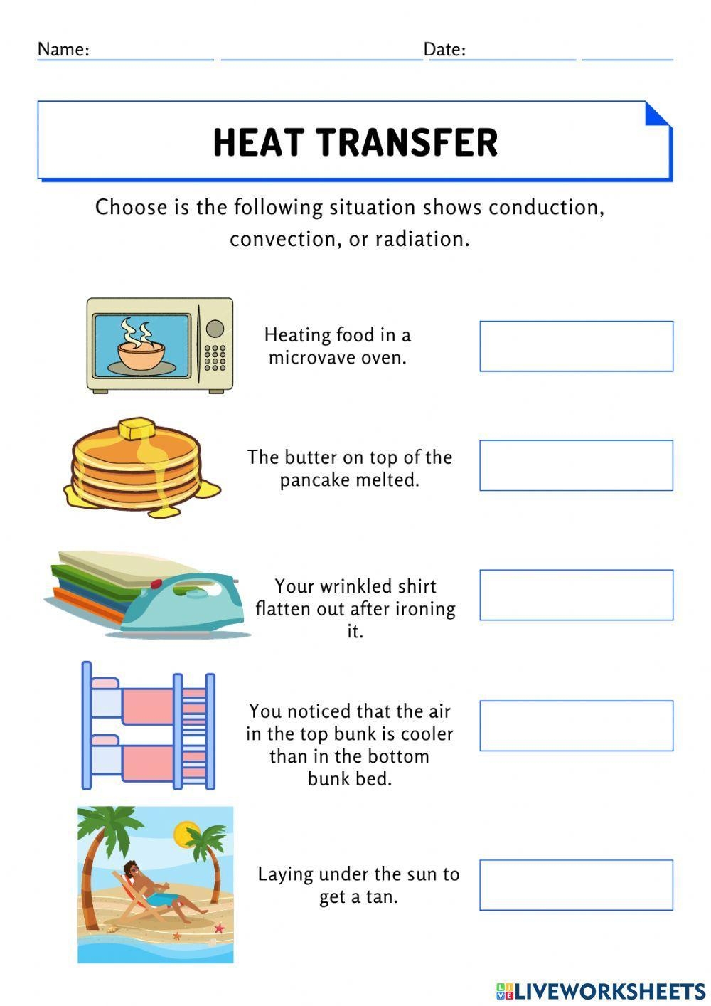 Heat Transfer Interactive Exercise Live Worksheets Worksheets Library