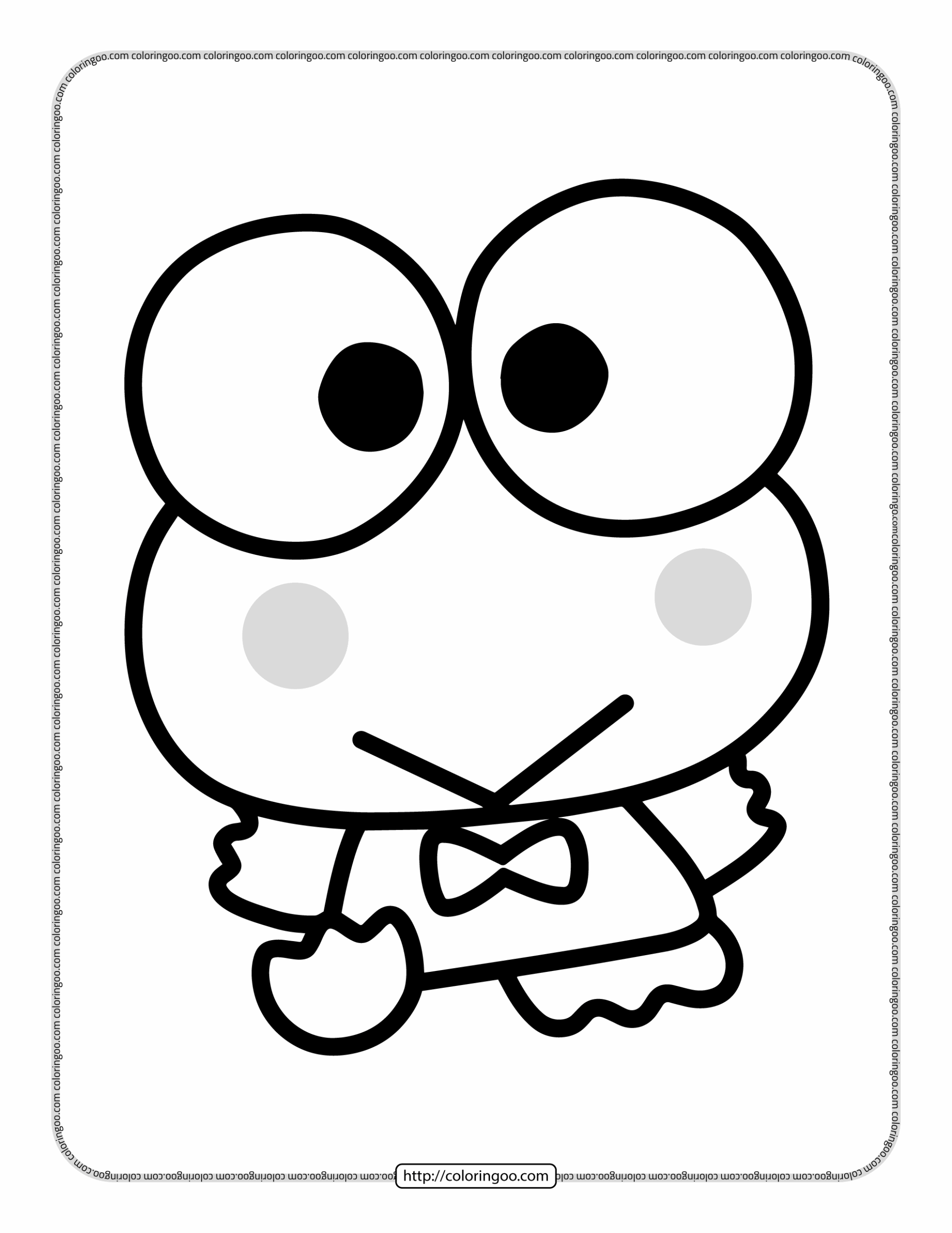 Hello Kitty Frog Coloring Page