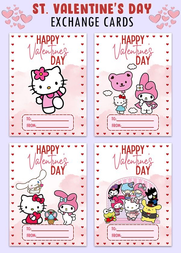 Hello Kitty St Valentines Day Cards Printable Valentines Day Cards