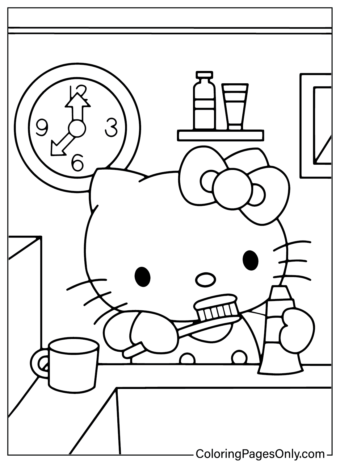 Hello Kitty To Color Free Printable Coloring Pages