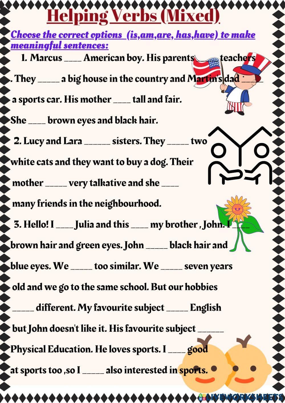 Helping Verbs have Has Had Worksheet Live Worksheets Worksheets