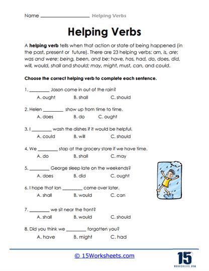helping verbs worksheet