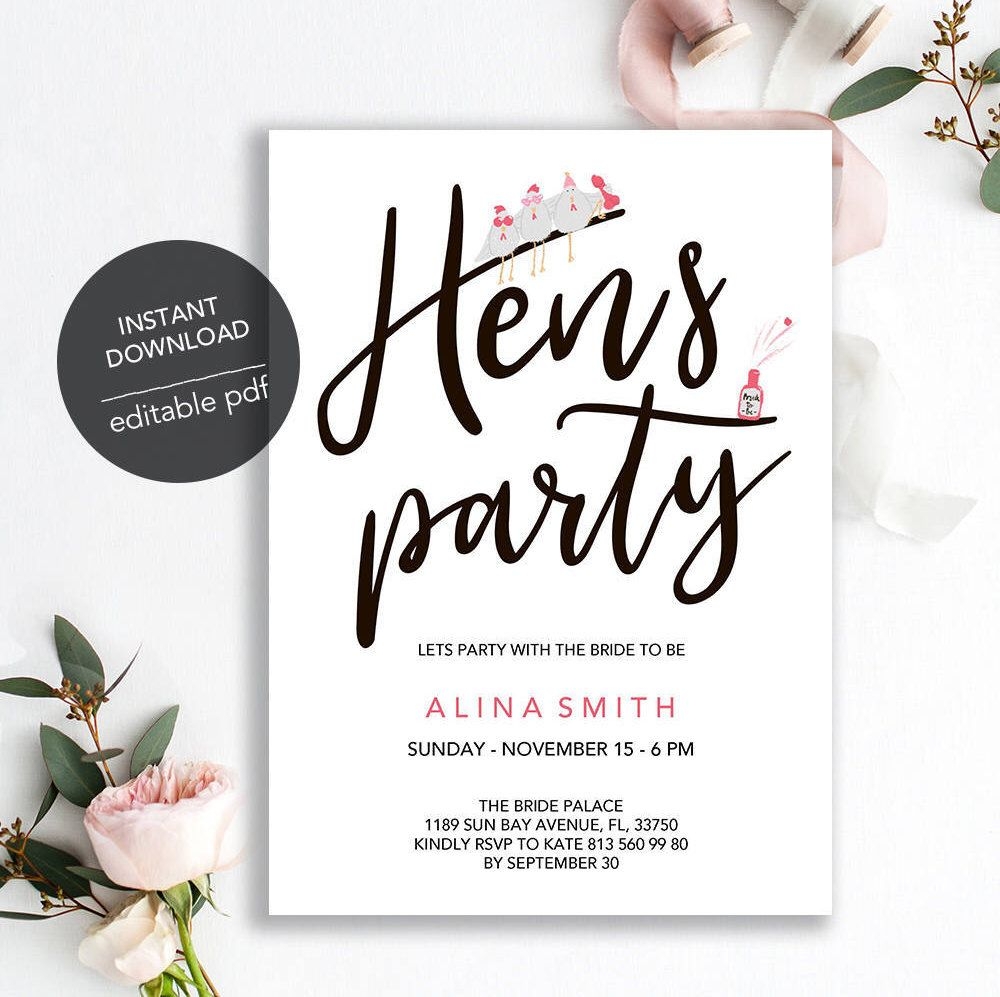 Hen Party Invites Free Templates Content Calendar Template