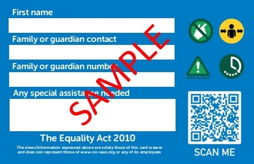 HIDDEN DISABILITIES CARD No Vaxx