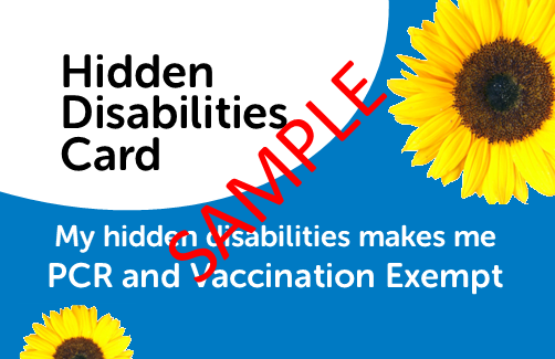 HIDDEN DISABILITIES CARD No Vaxx