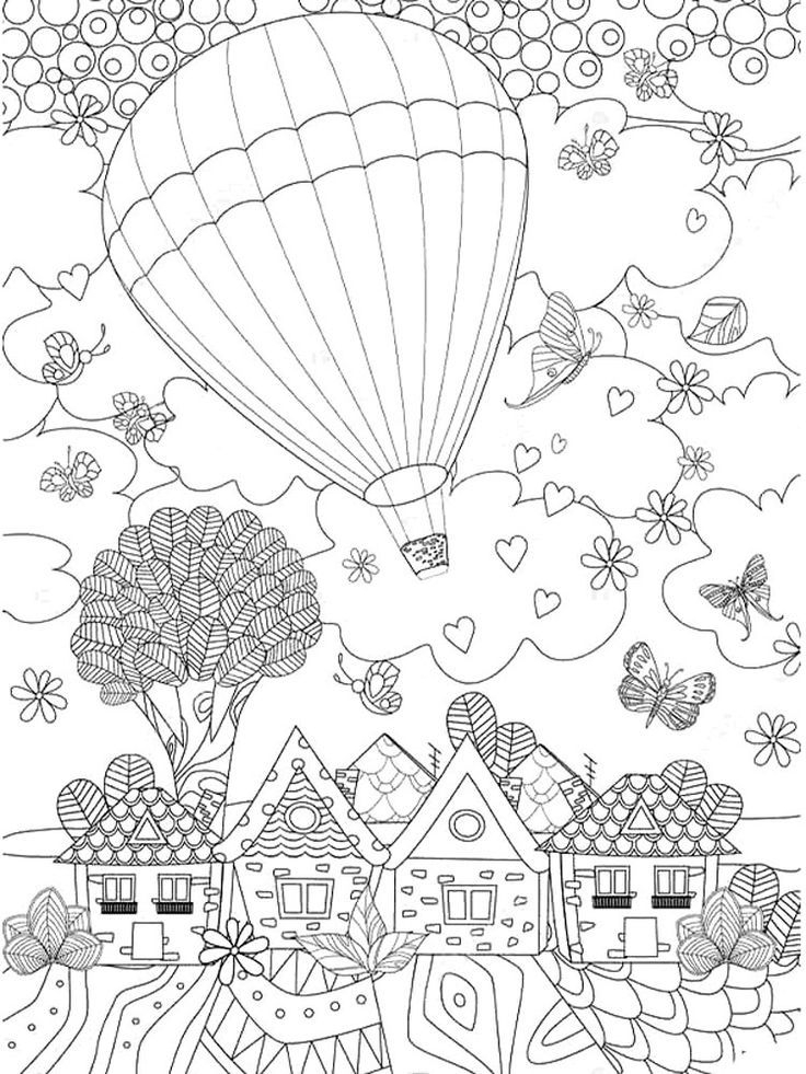 Hot Air Balloons Coloring Pages