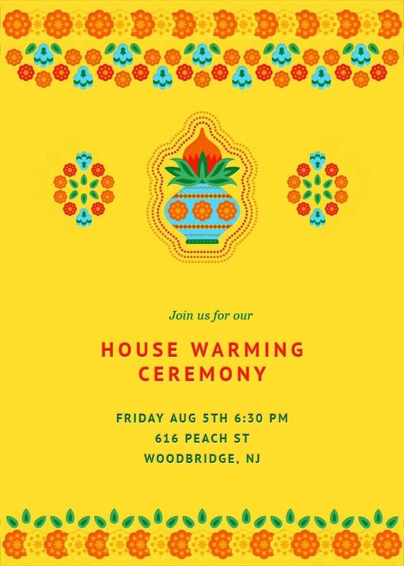 house warming invitation template indian