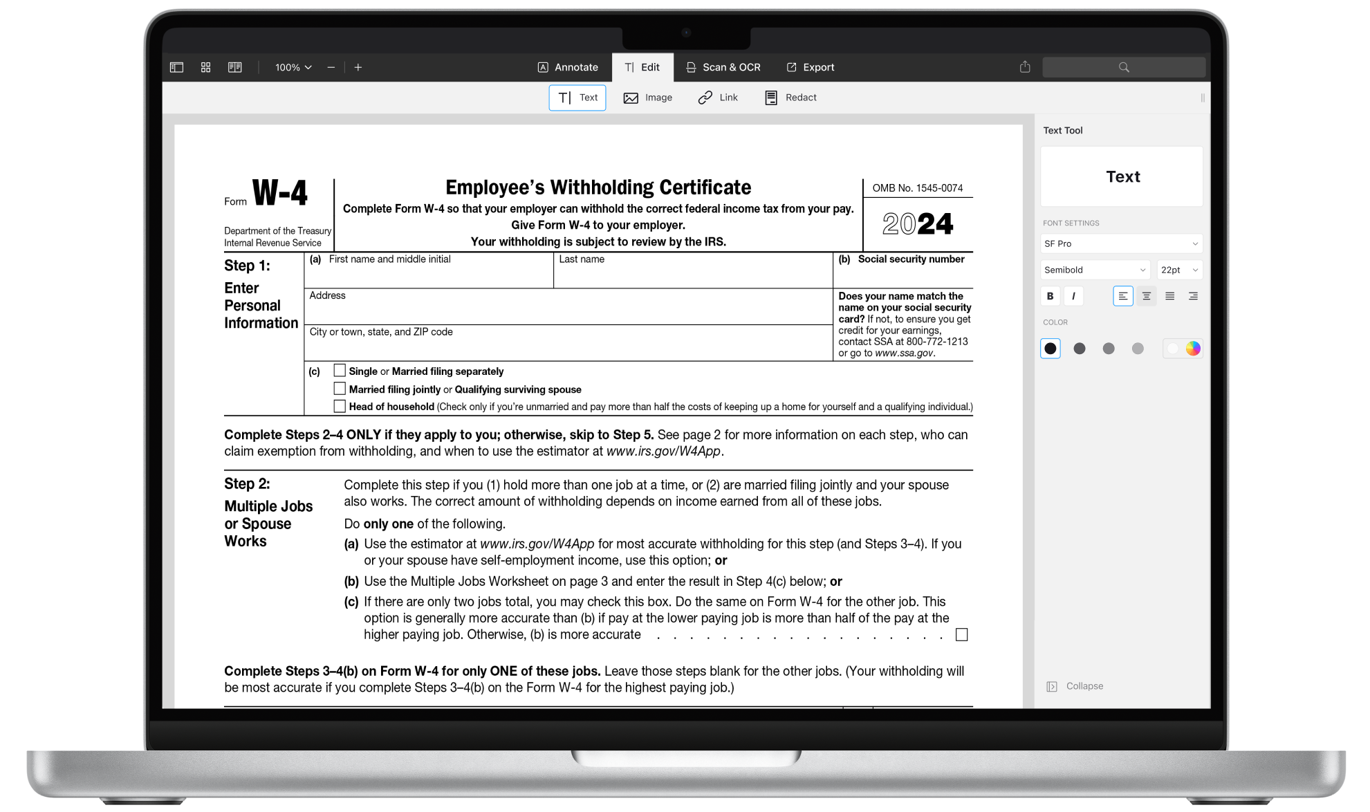 How To Fill Out IRS W4 Form 2024 PDF PDF Expert Worksheets Library