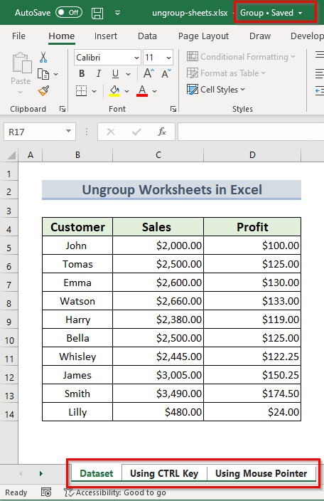 group worksheets in excel