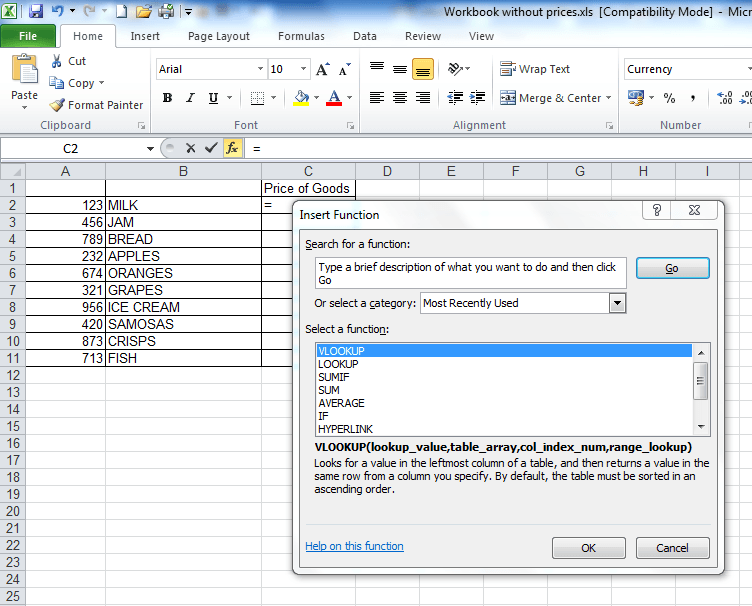 vlookup between two worksheets