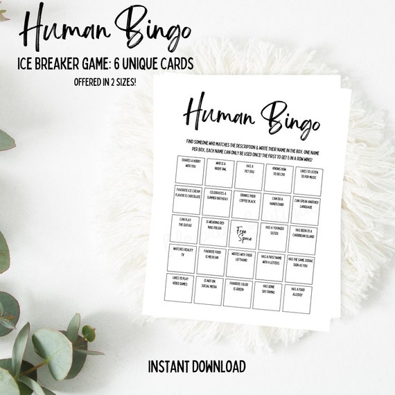 human bingo printable cards