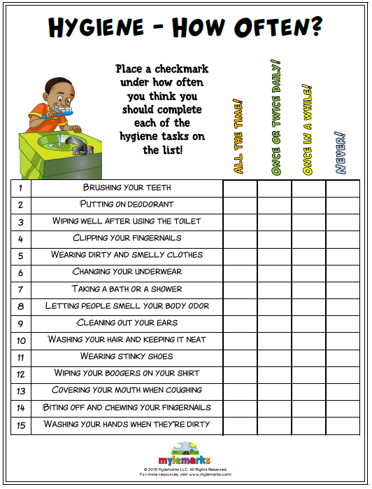 hygiene worksheets