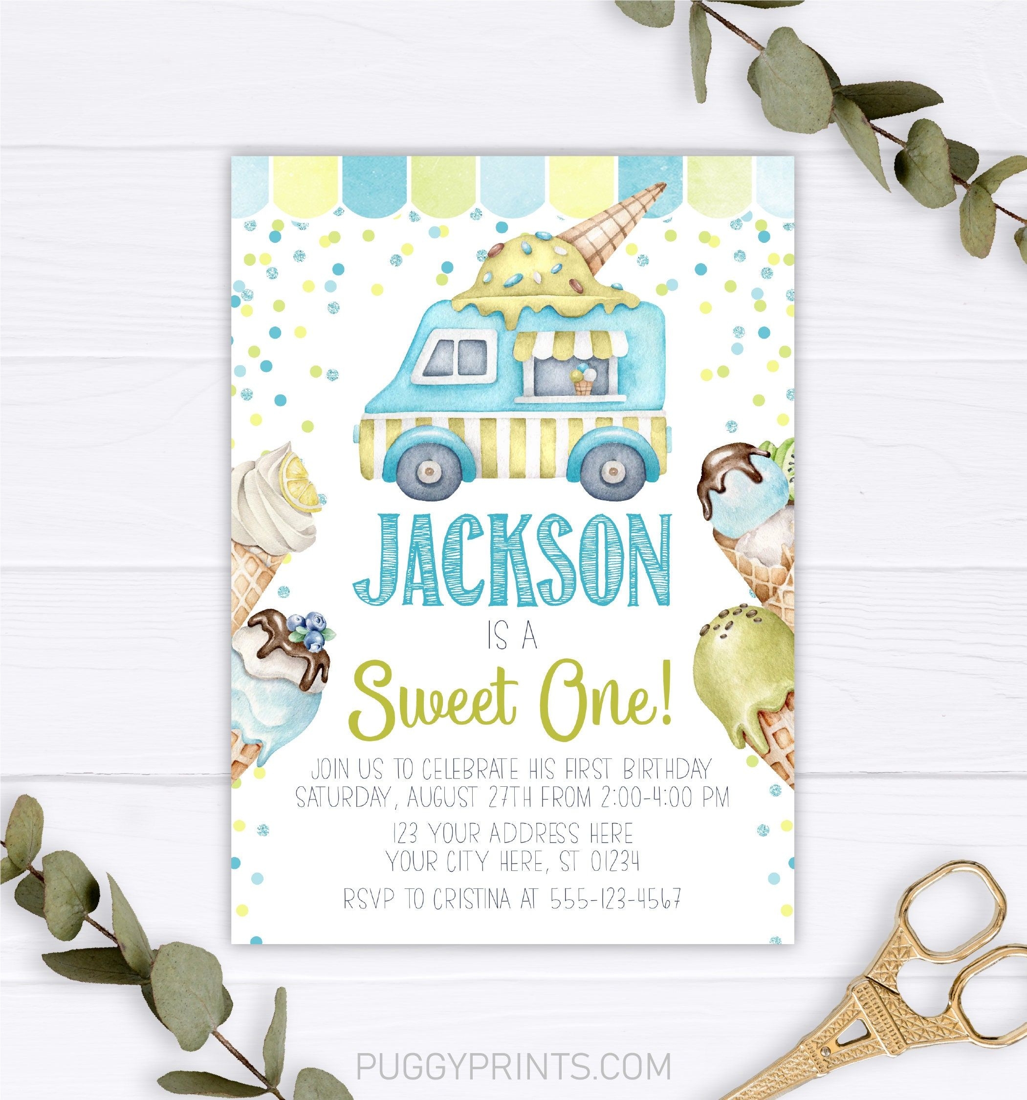 Ice Cream Truck Invitation Editable Ice Cream Invitation Template 