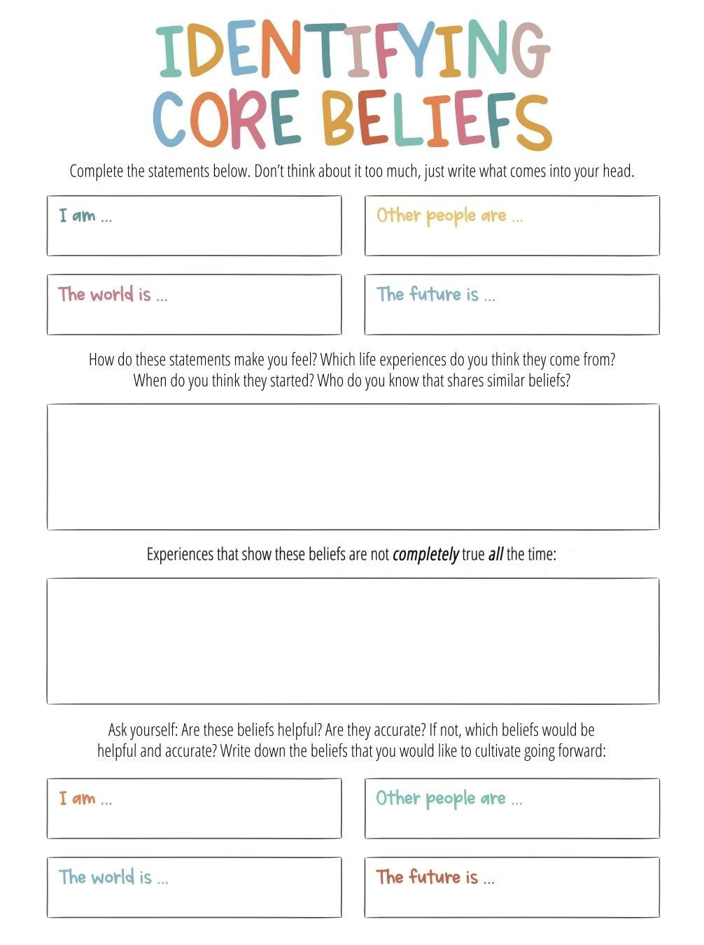 core values worksheet