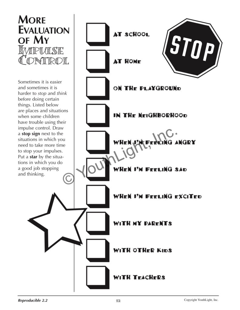 impulse control worksheets