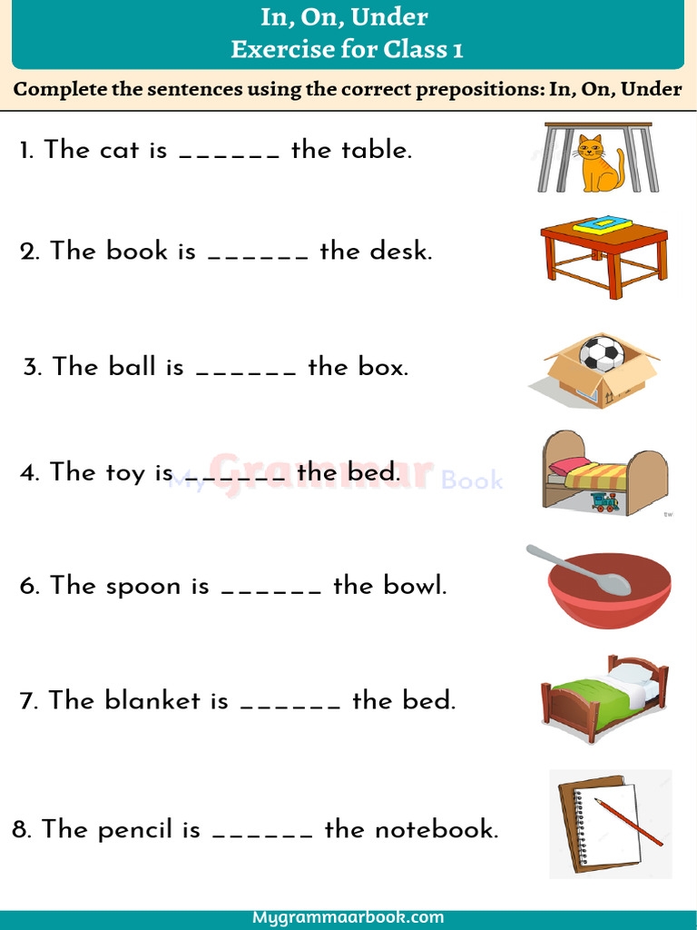 In On Under Worksheet For Class 1 PDF Worksheets Library