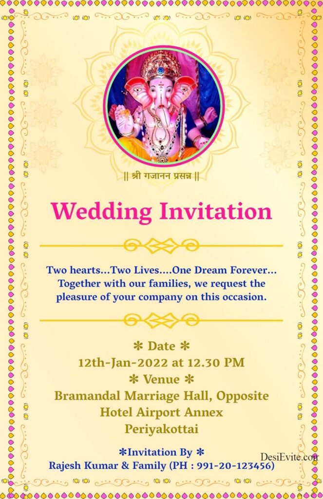 Indian Wedding Invitation Templates With Ganesh Free Infoupdate