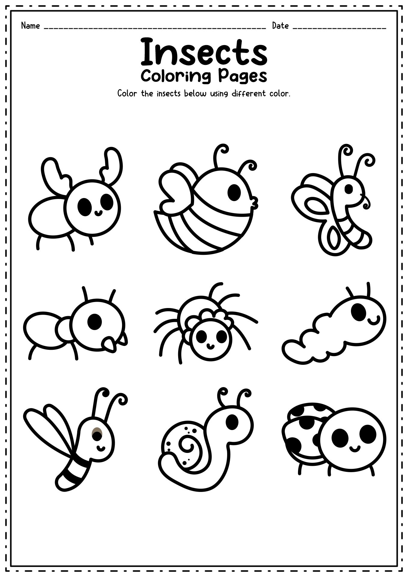 printable coloring pages insects