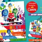 Inside Out 2 Invitation Template Canva Easy Download Party Etsy