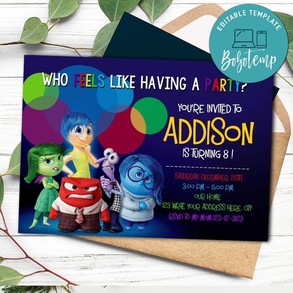 Inside Out Invitation Customizable Template DIY Bobotemp