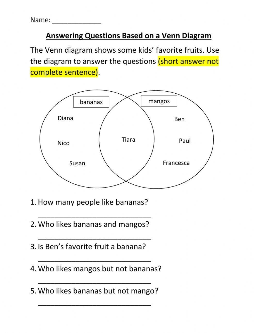 Interpreting Venn Diagram Worksheet Live Worksheets Worksheets Library