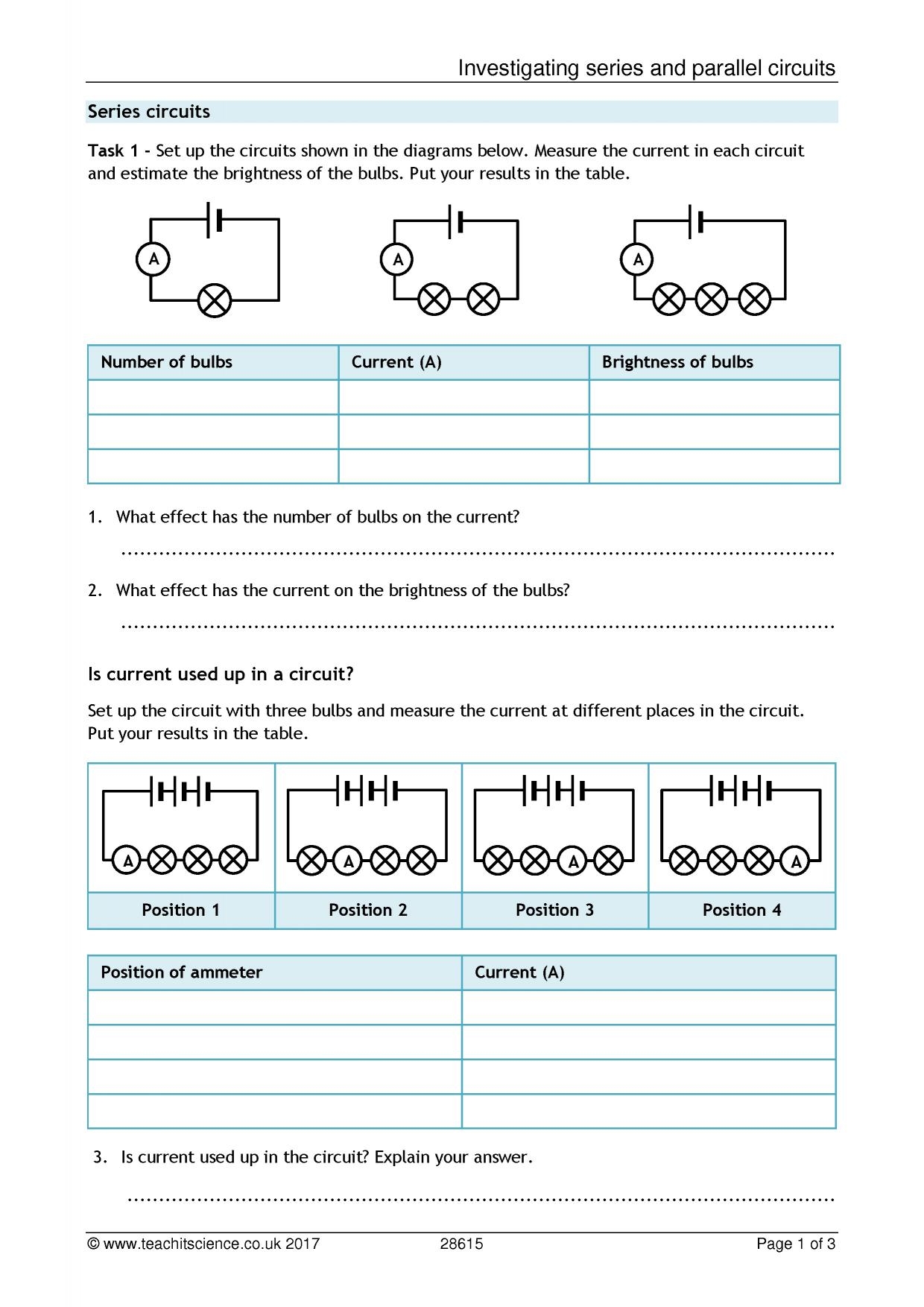 Investigating Series And Parallel Circuits KS4 Physics Teachit 