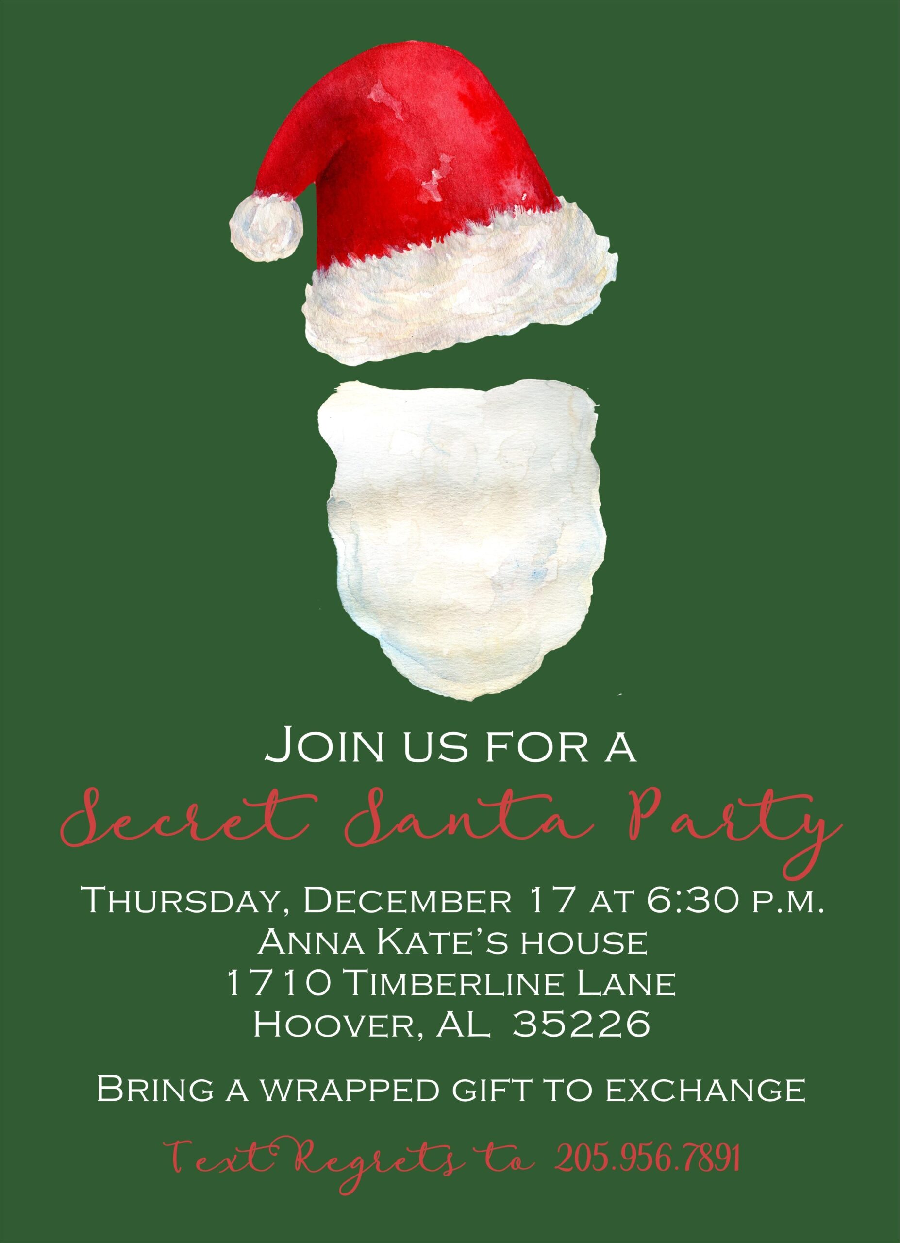 Invitation For Secret Santa Template Printable Calendars AT A GLANCE