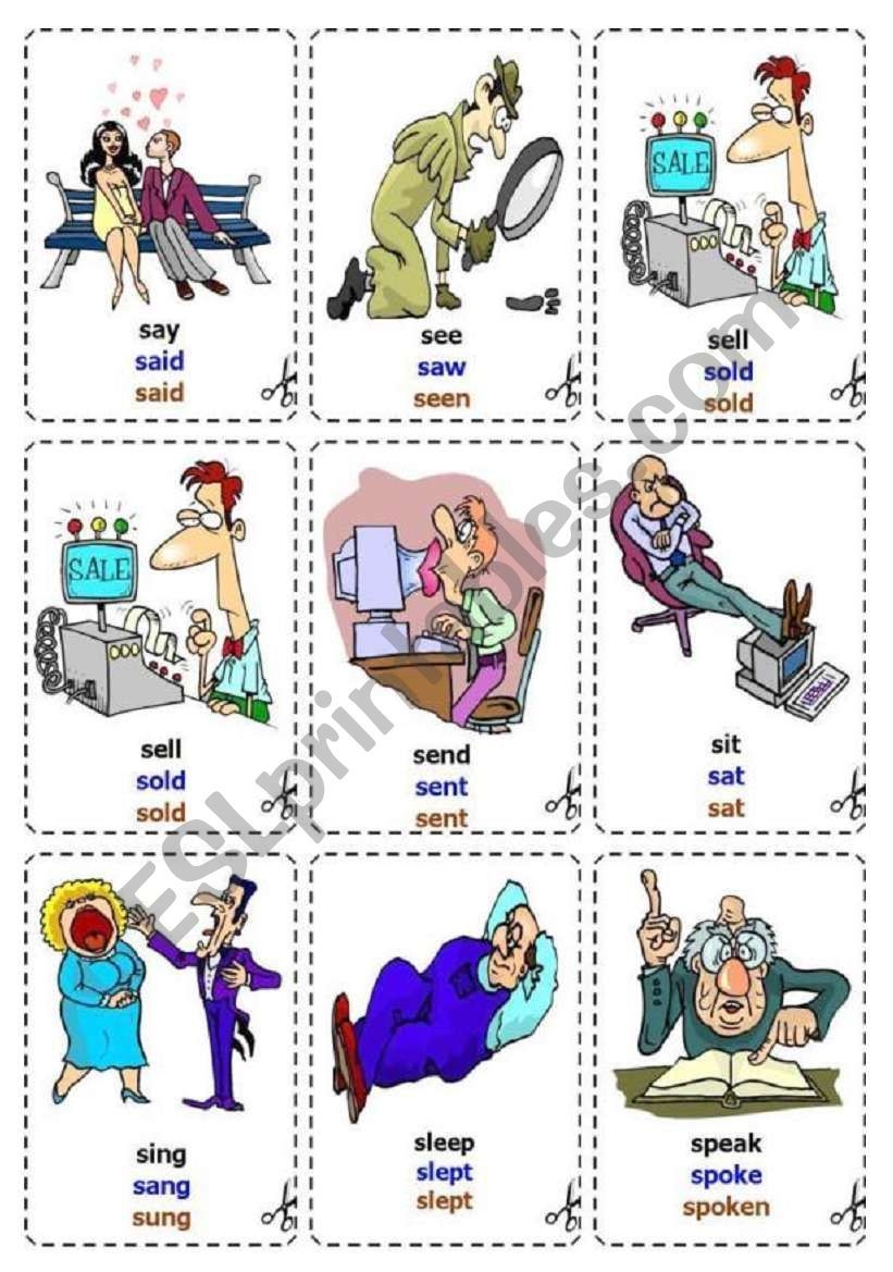 irregular verbs cards printable