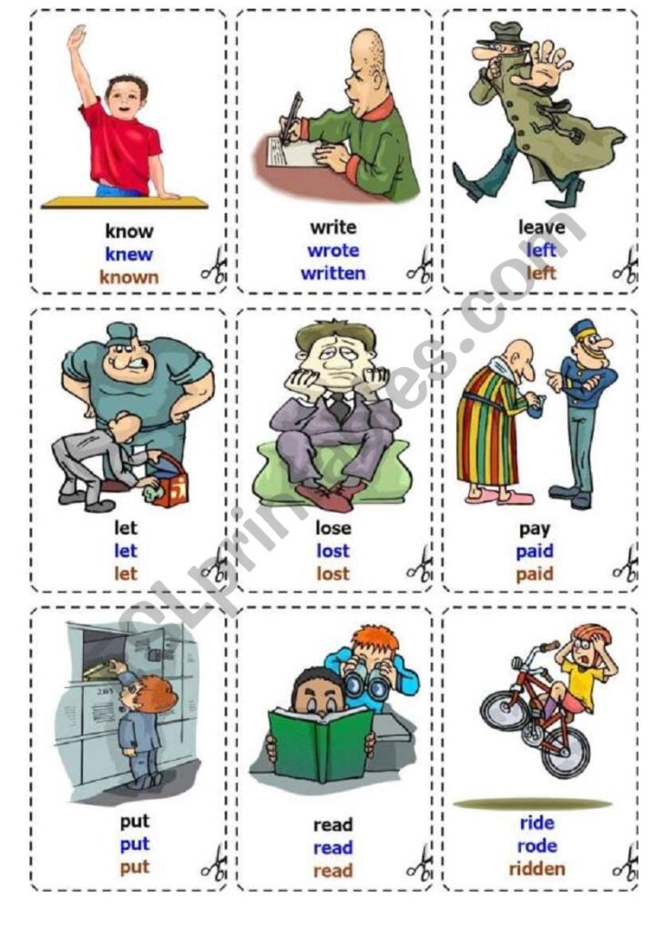 Irregular Verbs Cards FLash cards 2 2 ESL Worksheet By Vanda51