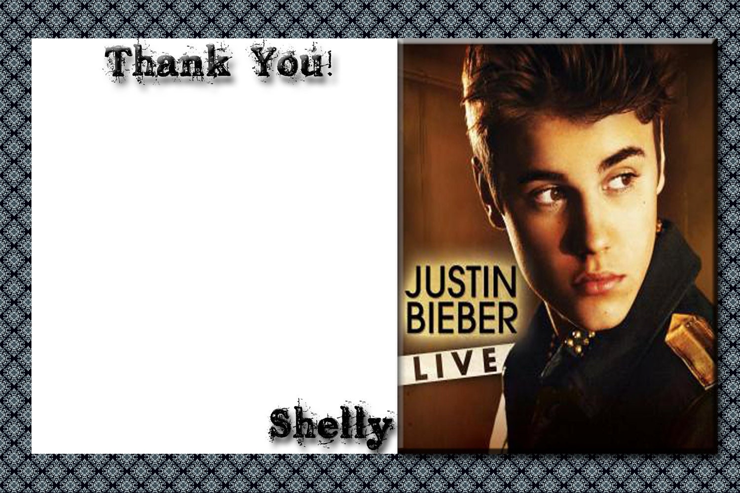 Items Similar To Justin Bieber Printable Birthday Thank You Cards 