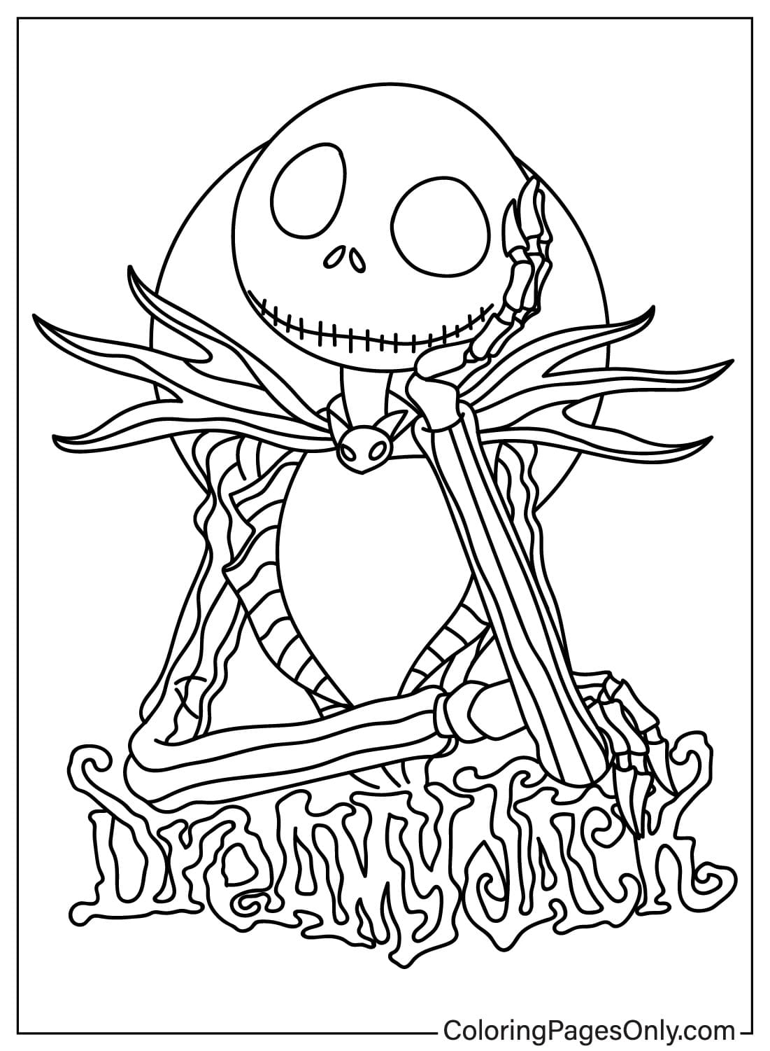 Jack Skellington To Color Free Printable Coloring Pages