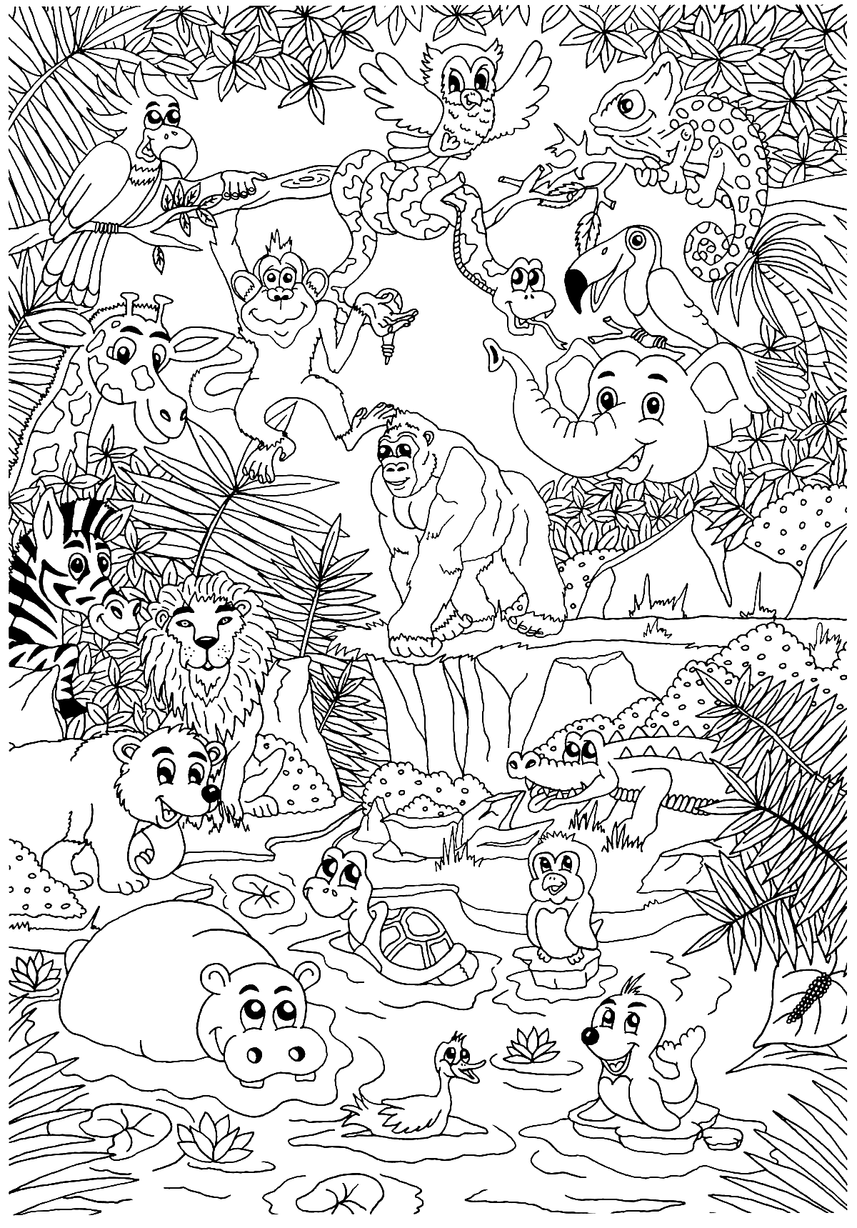 printable coloring pages jungle animals