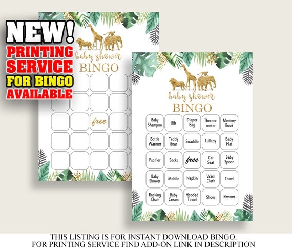 jungle bingo cards printable
