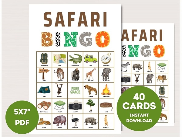 Jungle Safari Bingo Cards Printabell Express Worksheets Library