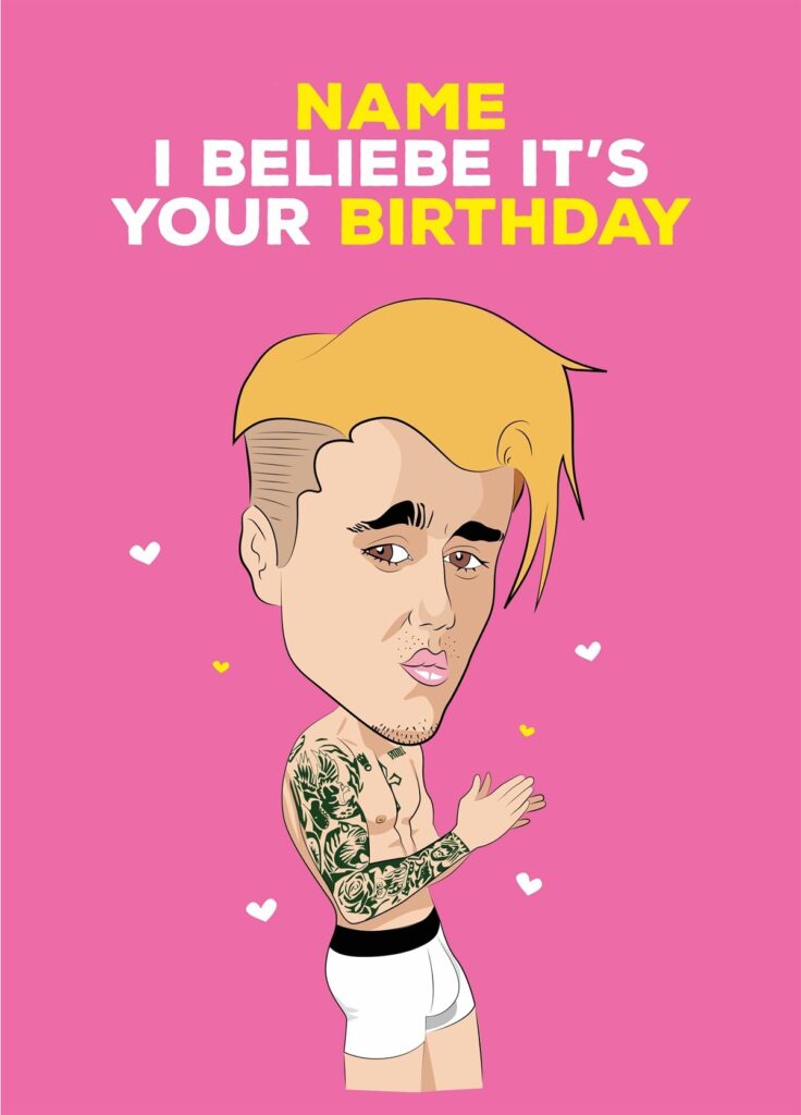 Justin Bieber Printable Birthday Card