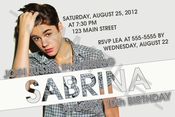 Justin Bieber Printable Birthday Invitation