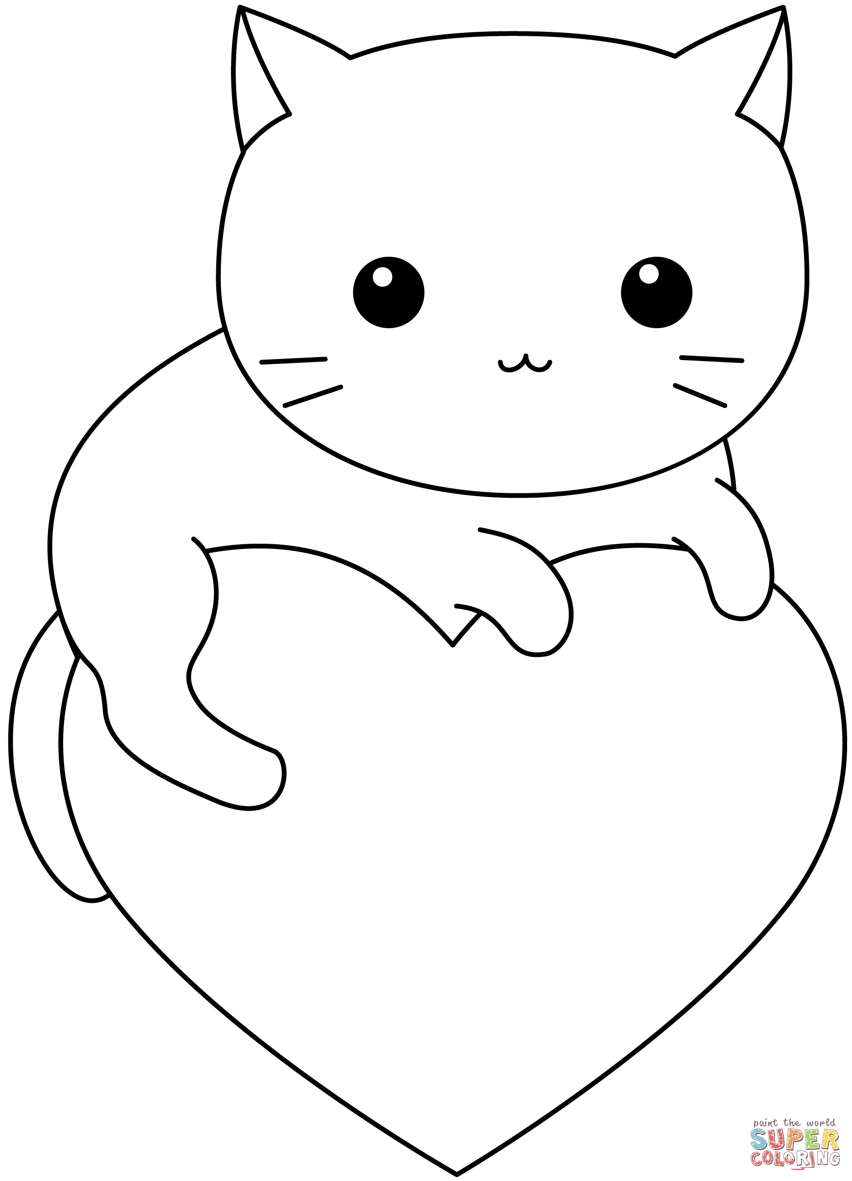 Kawaii Cat Coloring Pages Coloring Home