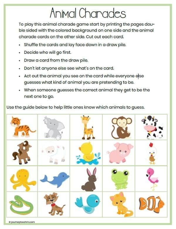 Kids Charades Printable