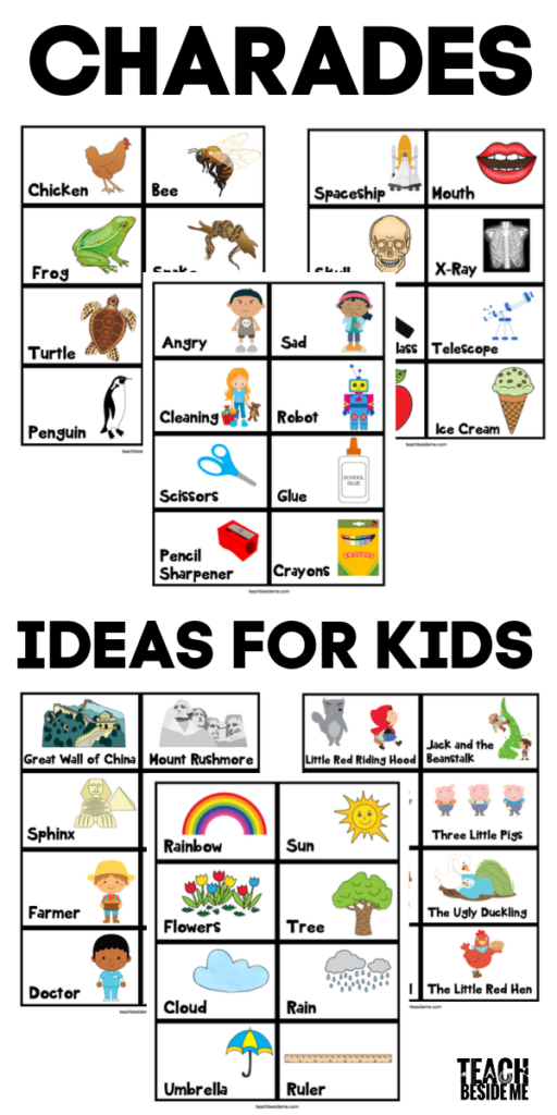 kids charades cards printable