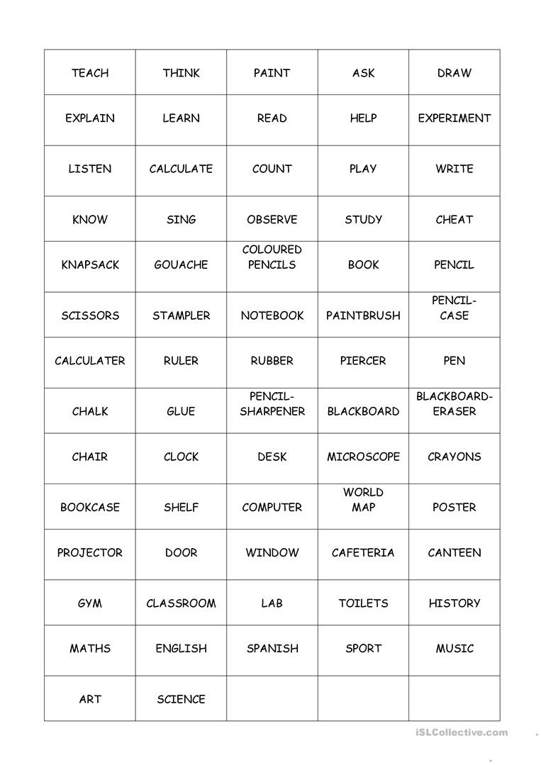 Kids Pictionary Cards Printable