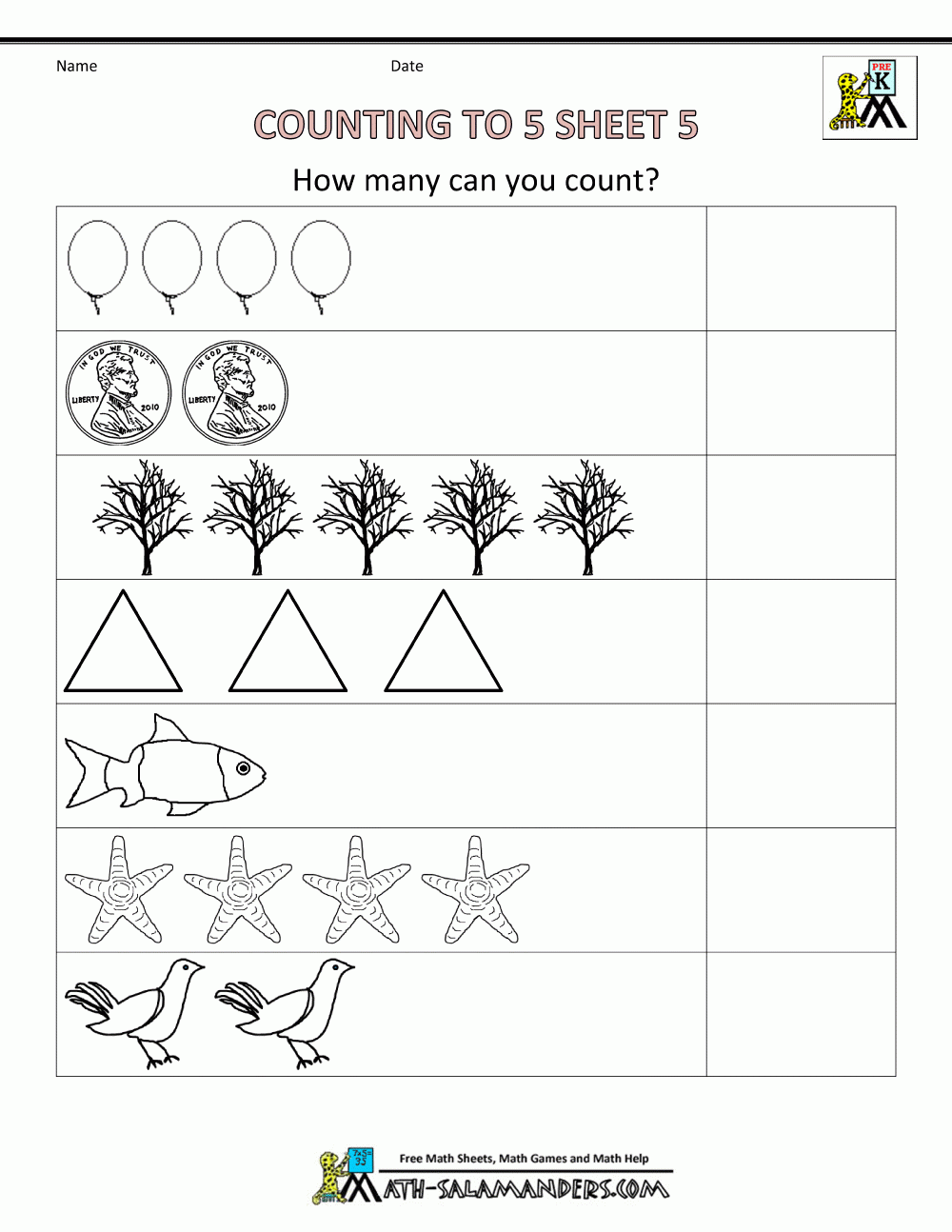 worksheet for kindergarten math