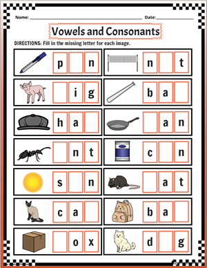 Kindergarten Vowels And Consonants Worksheets For Kids Worksheets Library