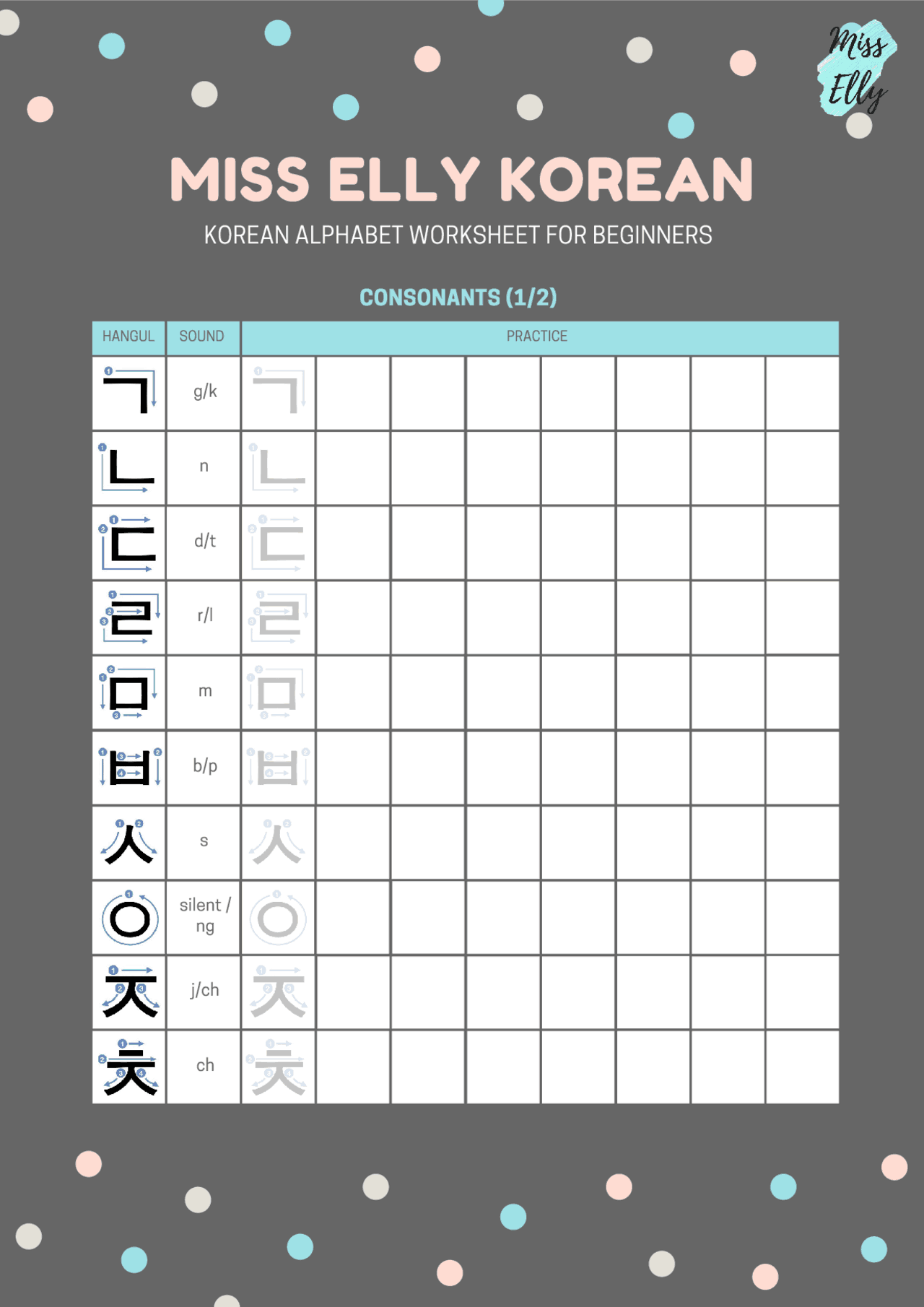 Korean Alphabet Practice Worksheets Worksheets For Kindergarten