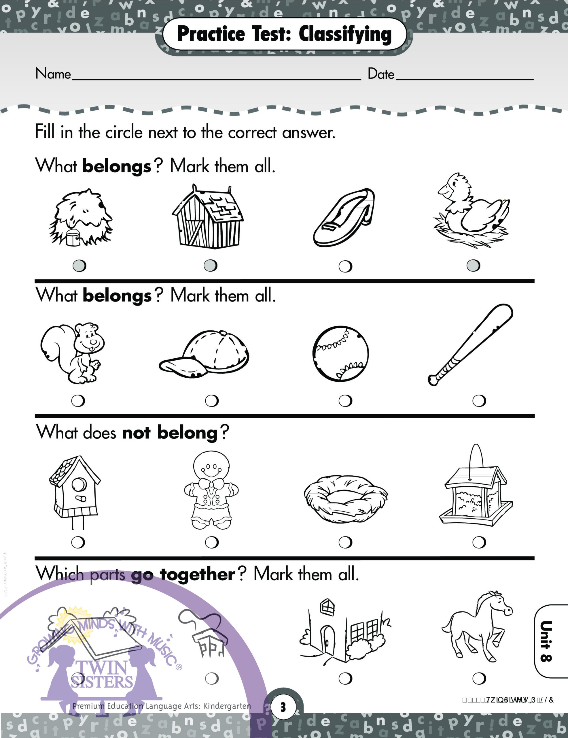 Language Arts Worksheets Kindergarten Language Worksheets