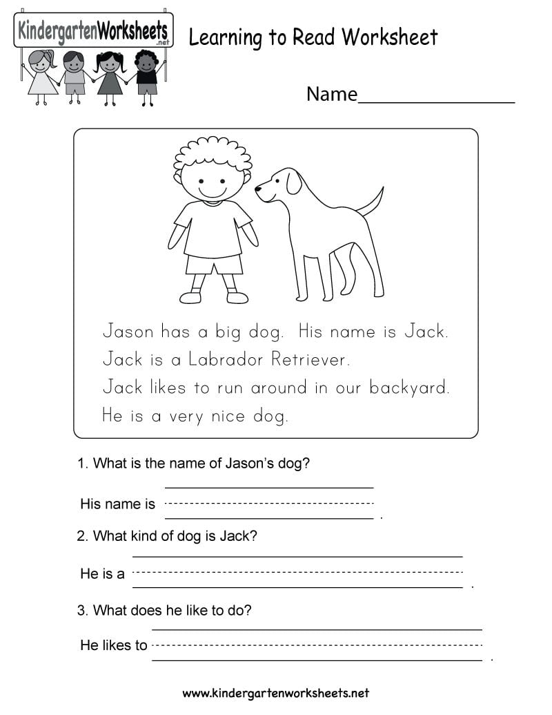 Learning To Read Worksheets Db excel