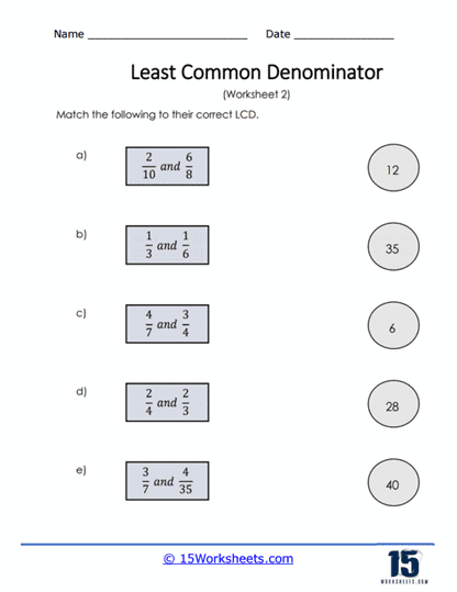 Least Common Denominator Worksheets 15 Worksheets Worksheets 