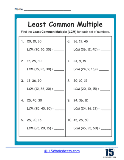 Least Common Multiple Worksheets Page Worksheets Library
