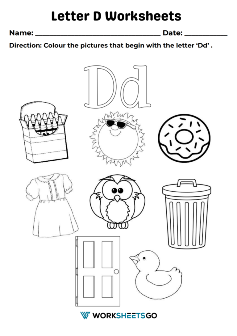Letter D Coloring Worksheets WorksheetsGO
